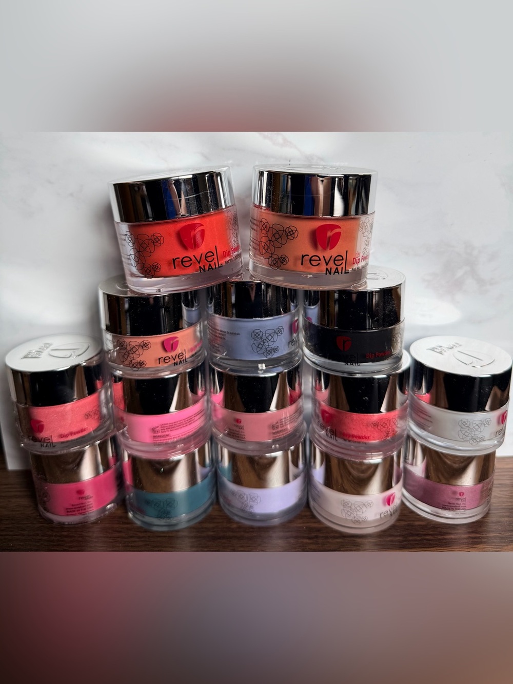 Revel Nail Pink & Coral Acrylic Powder Set — Professional Nail Pigments